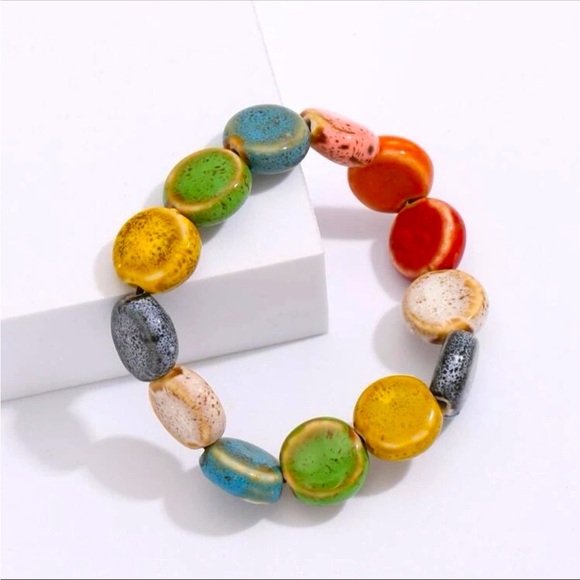 Multi-color Ceramic Disc Bracelet - Picture 1 of 4